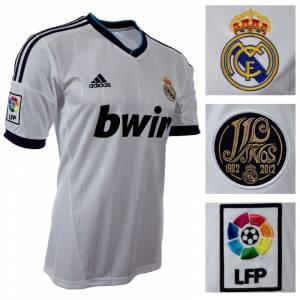 Camiseta Real Madrid - Camiseta Oficial Adidas del 110 aniversario del Real Madrid - Talla L Blanca 