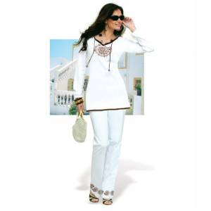 Talla 36-39 (M) - Conjunto de túnica y pantalón Color blanco Talla 38-40 (Ref.071132) (Últimas Unidades) 